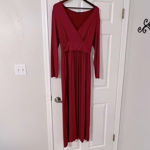 Wine Red Long-Sleeve Dress